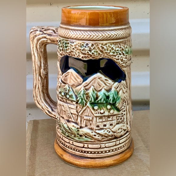 Mid Century Vtg Sapporo Japanese Beer Stein Embossed Glazed Ceramic Artwork Mug - Picture 11 of 16